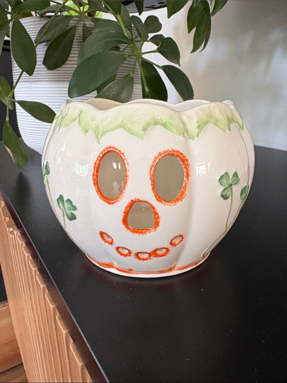 Belleek Ireland-hand Painted Ceramic Pumpkin Lantern